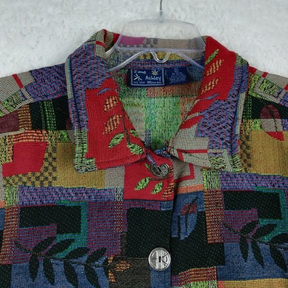 Jane Ashley Womens Jacket Blazer Woven Multicolor Fall Leaves Button Down 2X - Picture 3 of 12